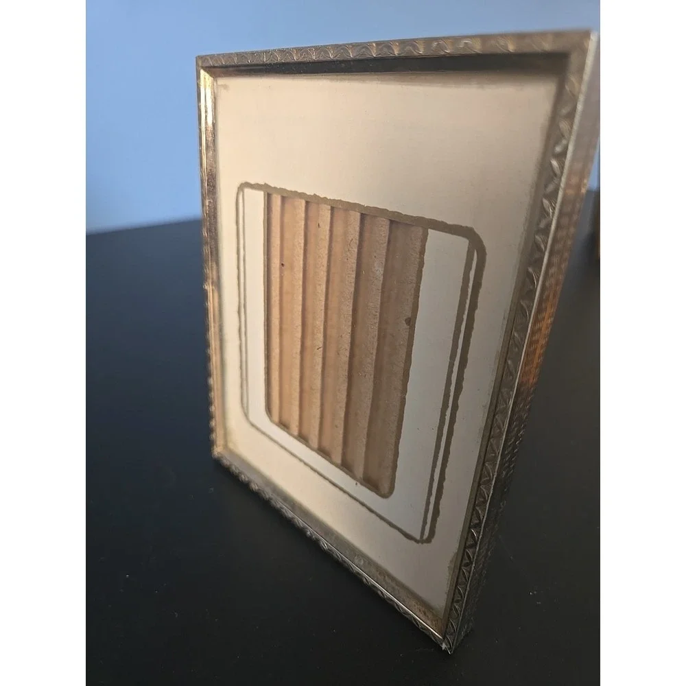 Vintage Lot Of 5 MCM‎ Metal Picture Frames Gold Tone Easel Mini Wedding Art Wall
